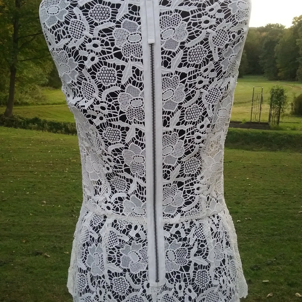 Cabi Lace Illusion Peplum Style Top